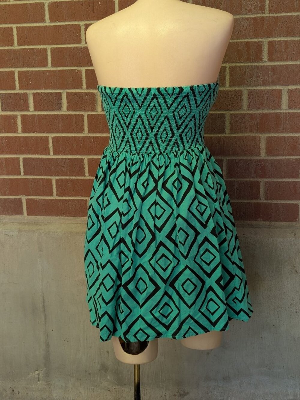 Derek Heart Strapless Sweetheart Fit Flare Skater Dress 2010s Tribal Pinup Large - Picture 2 of 6